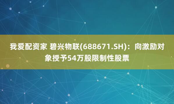 我爱配资家 碧兴物联(688671.SH)：向激励对象授予54万股限制性股票